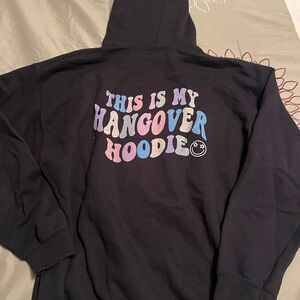 Black Hangover Hoodie with Colorful Text